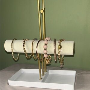 Elegant Gold and Pink Bracelet Set
